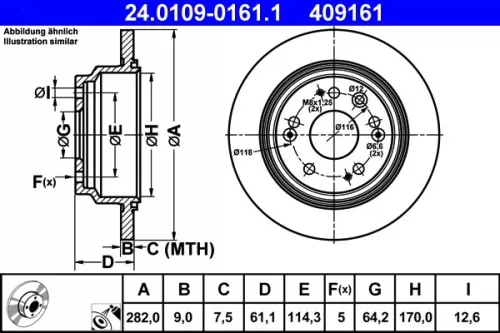 Remschijf ATE 24.0109-0161.1)