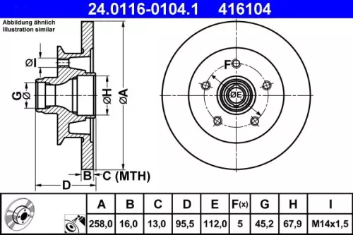 Remschijf ATE 24.0116-0104.1)