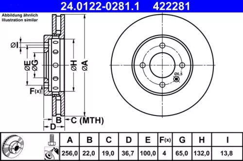 Brake Disc ATE 24.0122-0281.1)