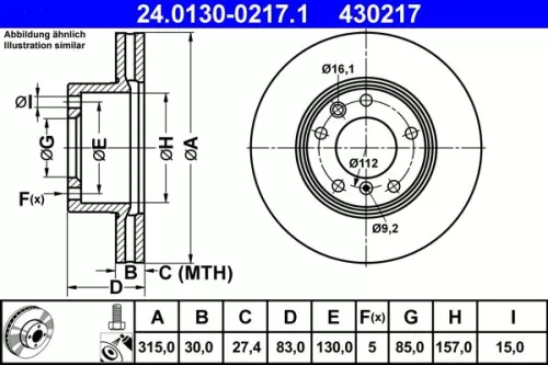 Remschijf ATE 24.0130-0217.1)