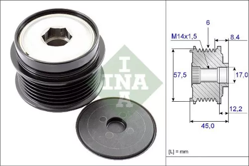 Vrijloopkoppeling van de dynamo Schaeffler INA 535 0174 10)