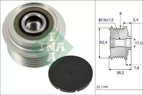 Vrijloopkoppeling van de dynamo Schaeffler INA 535 0238 10)