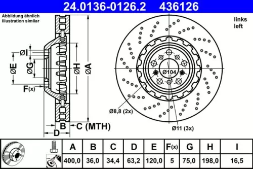 Remschijf ATE 24.0136-0126.2)