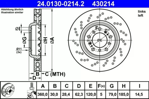 Remschijf ATE 24.0130-0214.2)