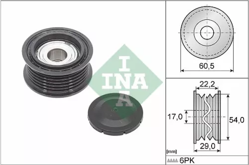 Ombuigings-/geleidingspoelie, V-geribbelde riem Schaeffler INA 532 0854 10)