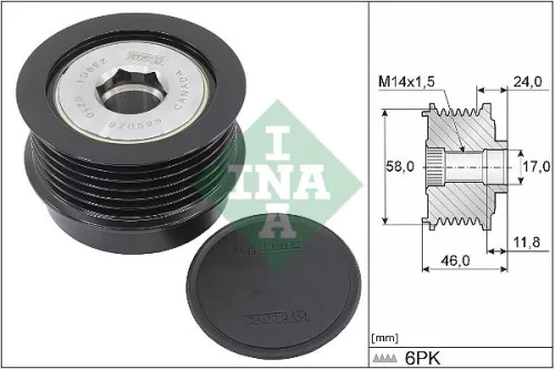 Vrijloopkoppeling van de dynamo Schaeffler INA 535 0355 10)