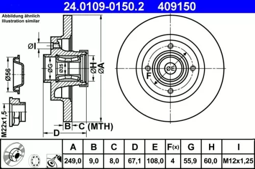 Brake Disc ATE 24.0109-0150.2)
