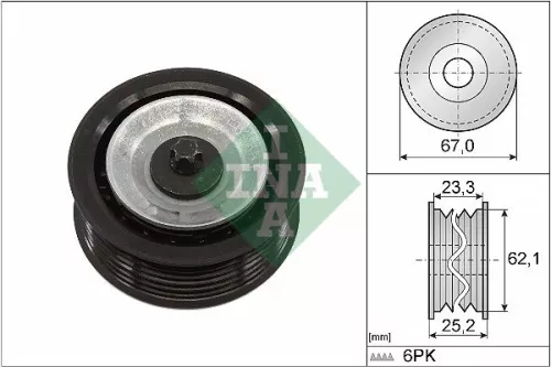 Ombuigings-/geleidingspoelie, V-geribbelde riem Schaeffler INA 532 0619 10)
