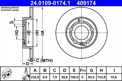 Brake Disc ATE 24.0109-0174.1)