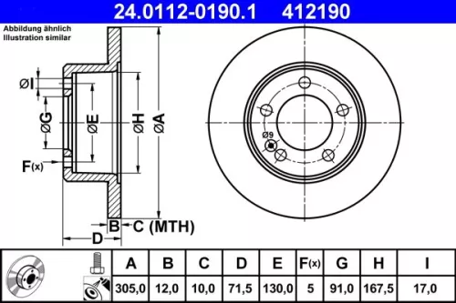 Remschijf ATE 24.0112-0190.1)