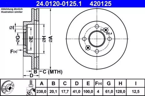 Remschijf ATE 24.0120-0125.1)