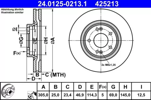 Remschijf ATE 24.0125-0213.1)