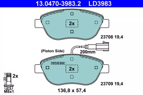 Brake Pad Set, disc brake ATE 13.0470-3983.2)
