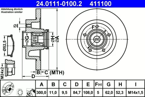 Brake Disc ATE 24.0111-0100.2)