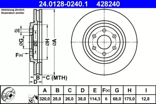 Remschijf ATE 24.0128-0240.1)