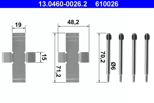 Accessoirekit, schijfremblokken ATE 13.0460-0026.2)