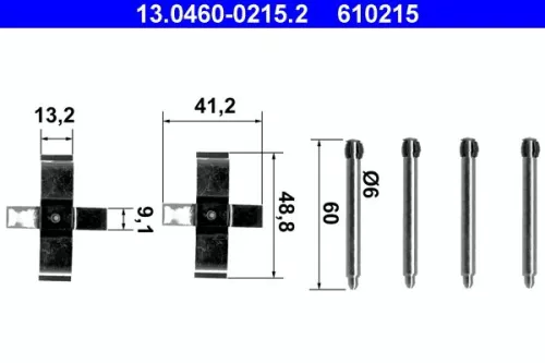 Accessoirekit, schijfremblokken ATE 13.0460-0215.2)