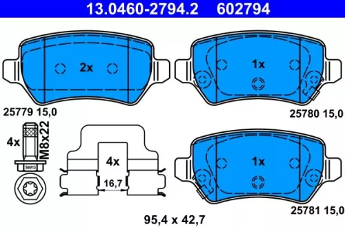 Brake Pad Set, disc brake ATE 13.0460-2794.2)