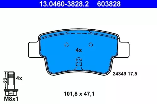 Brake Pad Set, disc brake ATE 13.0460-3828.2)