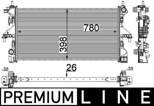 Radiator, motorkoeling MAHLE CR 808 000P)