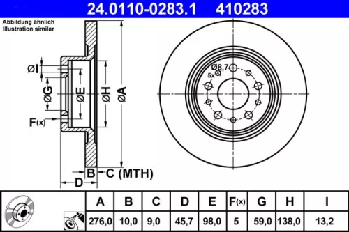 Remschijf ATE 24.0110-0283.1)