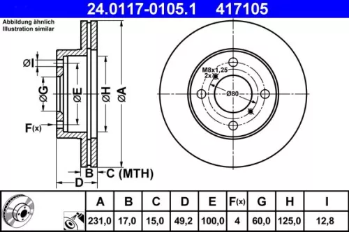Remschijf ATE 24.0117-0105.1)
