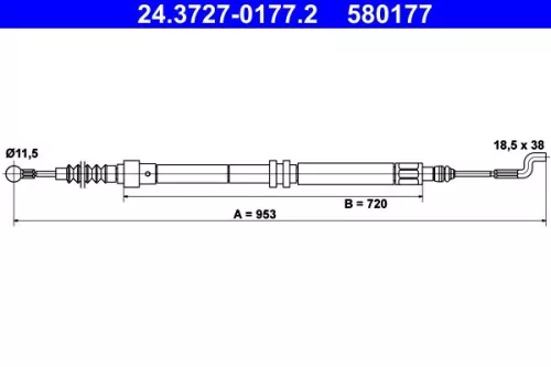 Cable Pull, parking brake ATE 24.3727-0177.2)