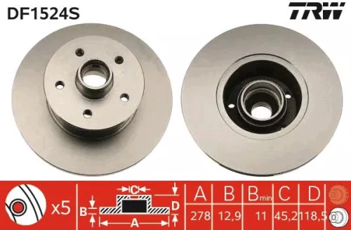 Remschijf TRW DF1524S)
