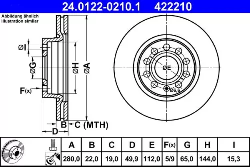 Brake Disc ATE 24.0122-0210.1)