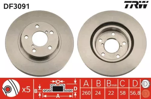 Remschijf TRW DF3091)