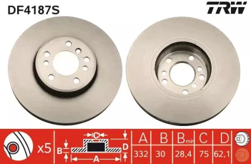 Remschijf TRW DF4187S)