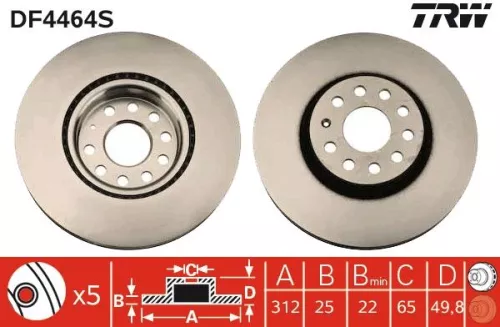 Brake Disc TRW DF4464S)