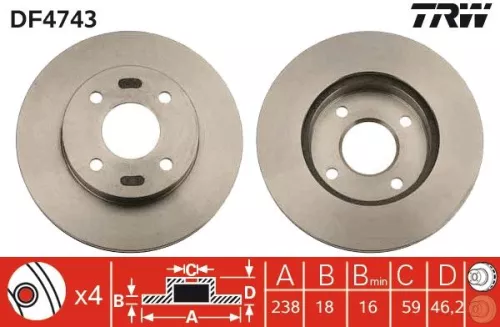 Remschijf TRW DF4743)