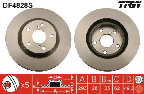 Remschijf TRW DF4828S)