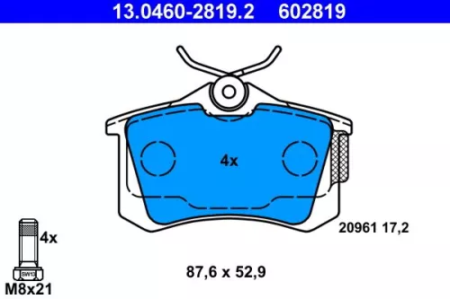 Brake Pad Set, disc brake ATE 13.0460-2819.2)
