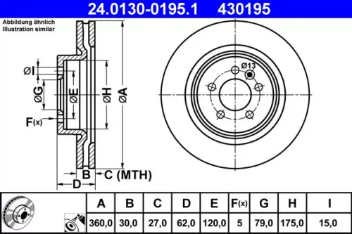 Remschijf ATE 24.0130-0195.1)