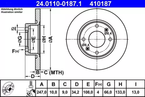 Remschijf ATE 24.0110-0187.1)