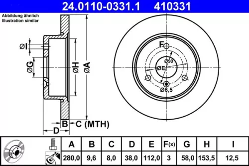Remschijf ATE 24.0110-0331.1)