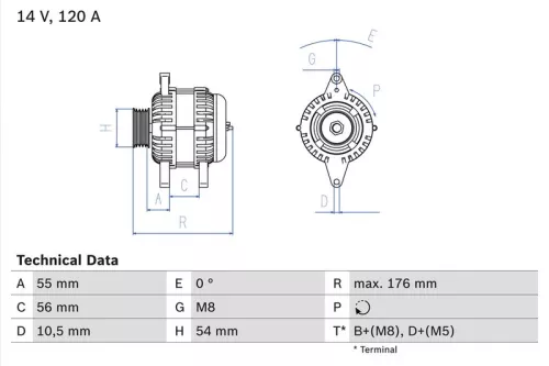 Alternator BOSCH 0 986 046 150)