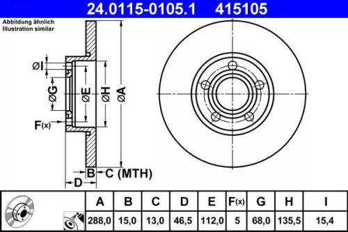 Remschijf ATE 24.0115-0105.1)