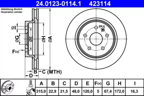 Remschijf ATE 24.0123-0114.1)
