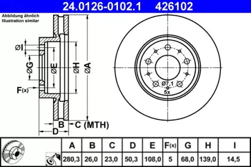 Remschijf ATE 24.0126-0102.1)
