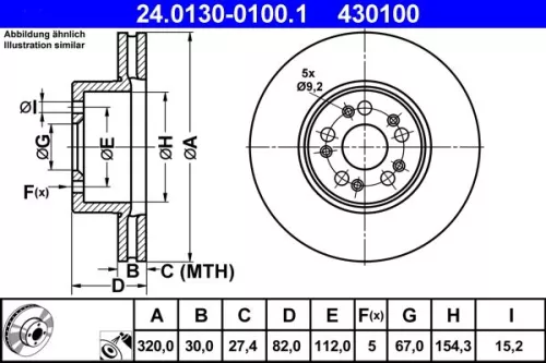 Remschijf ATE 24.0130-0100.1)