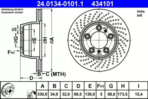Remschijf ATE 24.0134-0101.1)