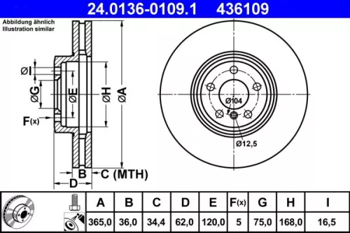 Remschijf ATE 24.0136-0109.1)