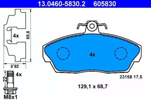 Brake Pad Set, disc brake ATE 13.0460-5830.2)
