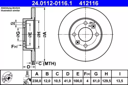Brake Disc ATE 24.0112-0116.1)