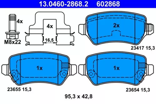 Brake Pad Set, disc brake ATE 13.0460-2868.2)