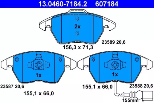 Brake Pad Set, disc brake ATE 13.0460-7184.2)