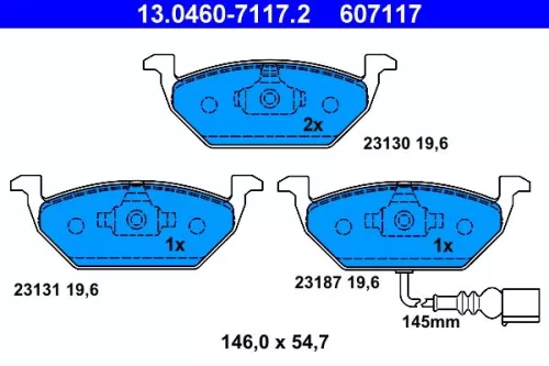 Brake Pad Set, disc brake ATE 13.0460-7117.2)